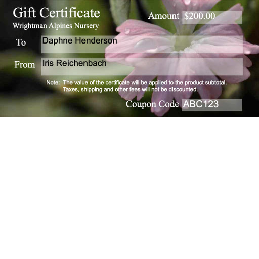 Wrightman Alpines Nursery Gift Certificate